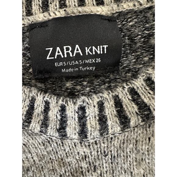 Zara Knit Oatmeal Crew Neck Sweater Dress Tunic Sz Small - Picture 4 of 12